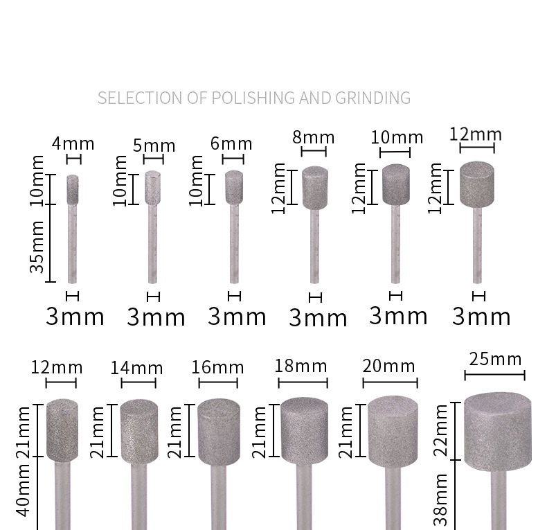Zylindertyp elektroplatéiert Diamantmontéiert Bur Detailer (1)